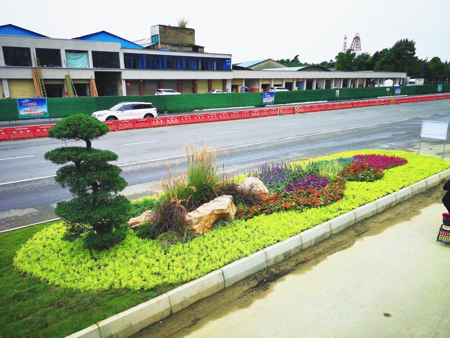 由我公司打造完成的三星堆旅游大道样板示范段花镜